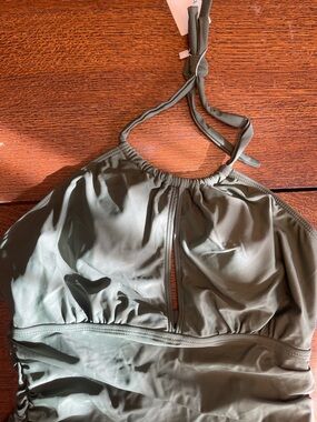 Olive Halter One-Piece Swimsuit